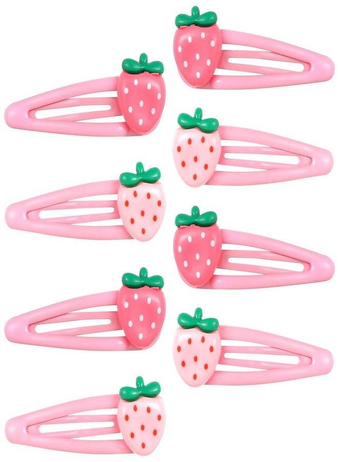 Ymapinc 8Pcs Strawberry Hair Clips for Women, Pink Kawaii Resin Snap Barrettes, Non-Slip Cute Hair Accessories Gift for Girls Teens - Image 1